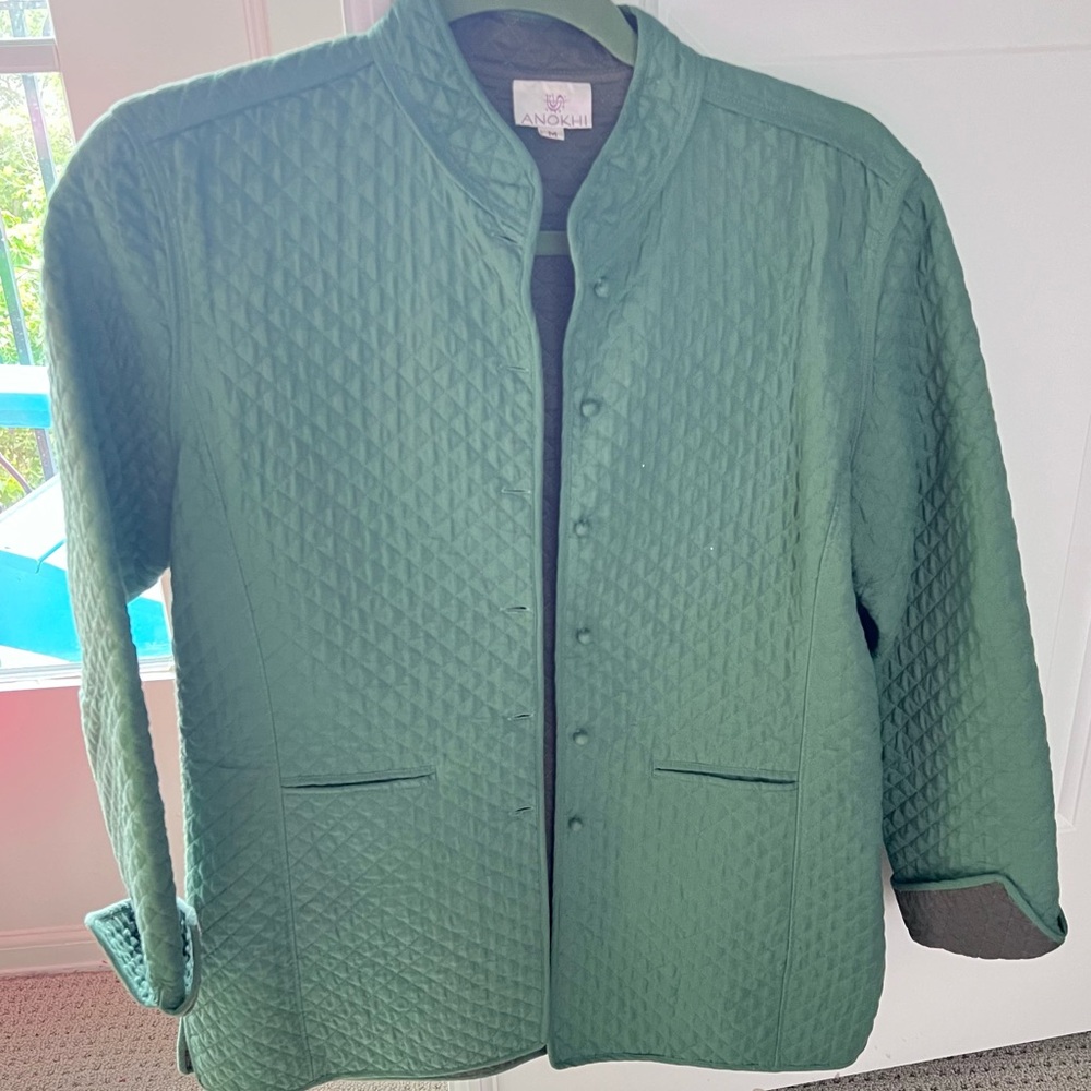 Anokhi Quilted Jacket. Size Medium. Beautiful Green Color. Gently Used.